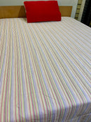 Cotton Single Bed Sheet With 1 Pillow -Multi liner