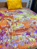 Satin Single Bed Sheet With 1 Pillow -Paintings