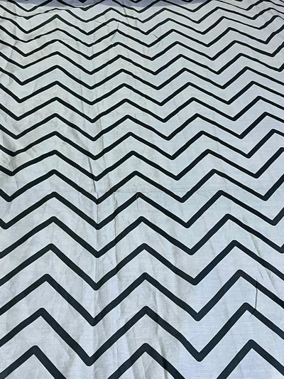 Satin Single Bed Sheet With 1 Pillow -Zigzag b&w