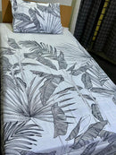 Satin Single Bed Sheet With 1 Pillow -Stolen leaves.
