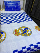 Cotton Single Bed Sheet With 1 Pillow -Real Madrid flown