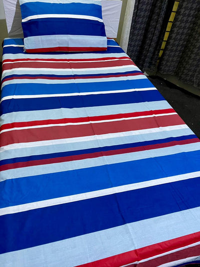 Cotton Single Bed Sheet With 1 Pillow -Multi sparkle sng