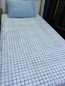 Cotton Single Bed Sheet With 1 Pillow -Cross check