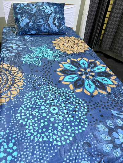 Cotton Single Bed Sheet With 1 Pillow -Basanti