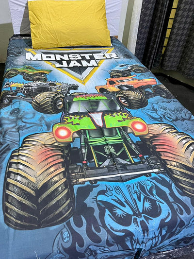 Cartoon Character Bed Sheet - Monster jam