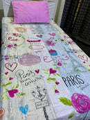 Cartoon Character Bed Sheet - Paris love