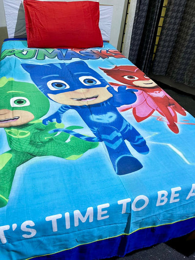 Cartoon Character Bed Sheet -PJ pasks the real hero’s