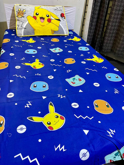 Cartoon Character Bed Sheet -Pikachu