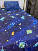 Cartoon Character Bed Sheet -Dragon in space