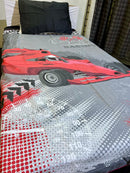 Cartoon Character Bed Sheet -Ferrari racing