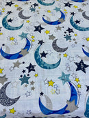Cartoon Character Bed Sheet -Twinkle twinkle moon&star