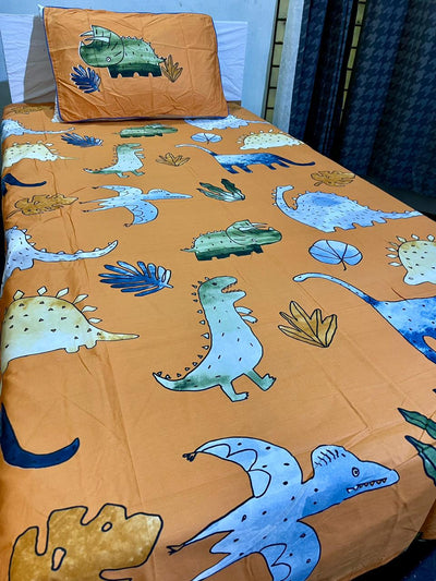 Cartoon Character Bed Sheet -Dino worldwide