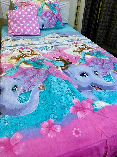 3 Pc Cartoon Character Bed Sheet -Princess luxry