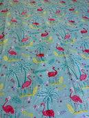 Satin Cartoon Character Bed Sheet -Flamingo