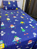 Satin Cartoon Character Bed Sheet -Doc Tan