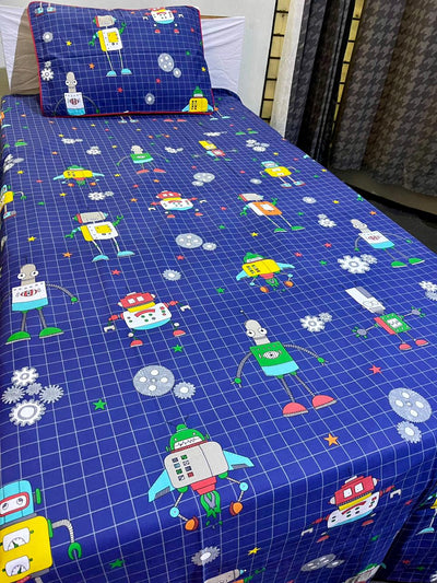 Satin Cartoon Character Bed Sheet -Doc Tan