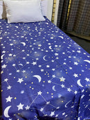 Cartoon Character Bed Sheet -Blue moon & stars