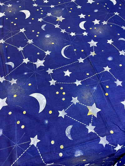 Cartoon Character Bed Sheet -Blue moon & stars