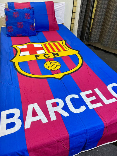 3 Pc Cartoon Character Bed Sheet -Fcb barcelona twid