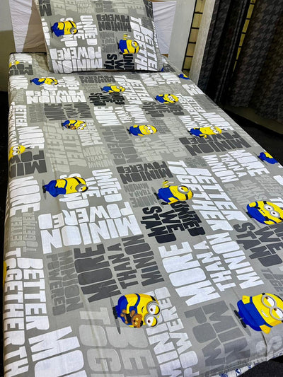 Cartoon Character Bed Sheet -Minion powerd