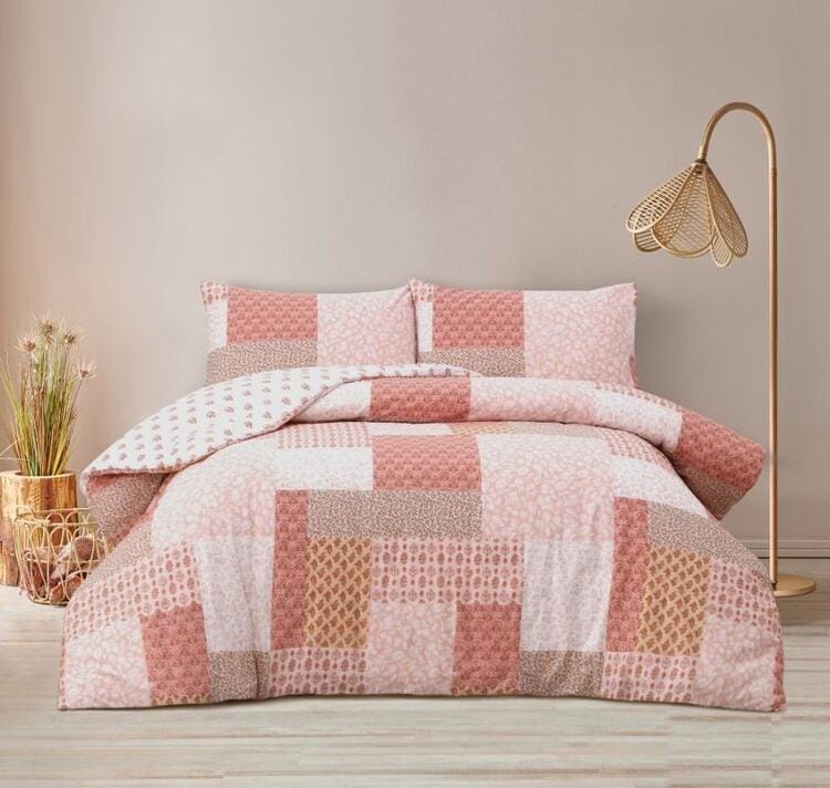 4 Pillow Digital Cotton Bed Sheet - Pink clums