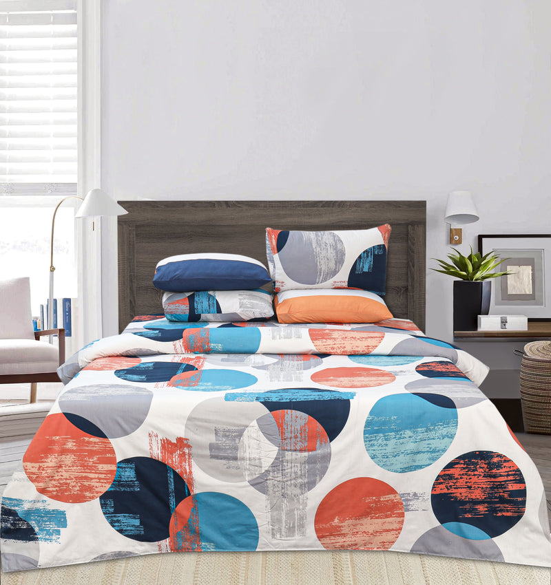4 Pillow Cotton Bed Sheet - Multi Bubble