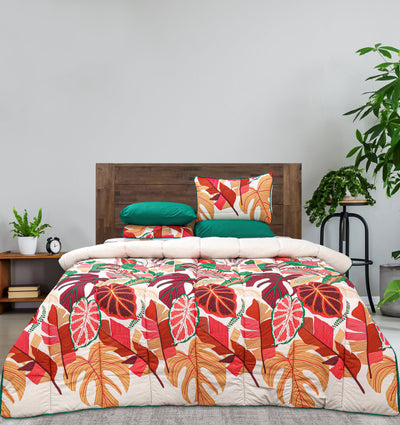 Quilted Reversible Bed Spread Set - Portlouis Palm