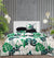 Quilted Reversible 350 GSM Bed Spread Set - GREEN & WHITE LEAVES