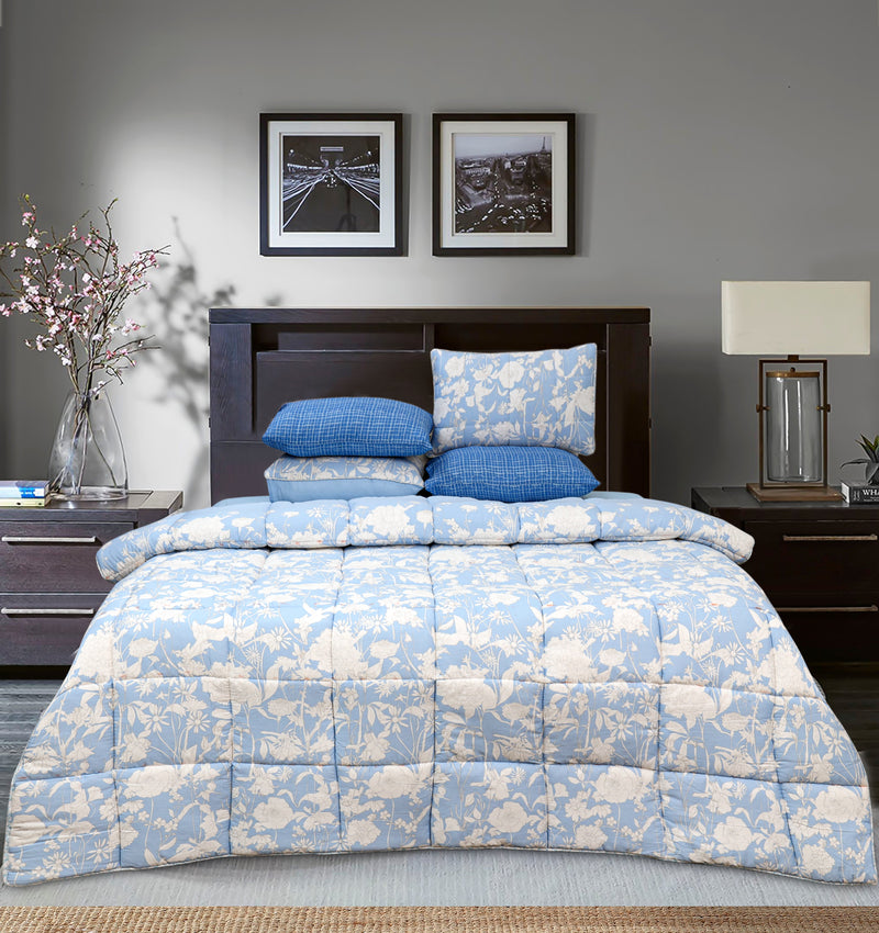 Quilted Reversible Bed Spread Set - Pacoda Flower