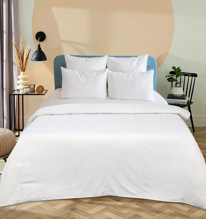 4 Pillows Bed Sheet - Plain White