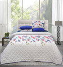 Quilted Reversible Satin Winter Bed Spread Set - White Lake