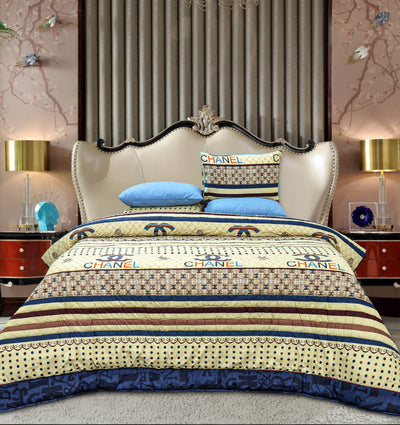 Quilted Reversible Summer Bed Spread Set - Chanel