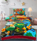 Clearance 3 Pieces Single Cartoon Reversible Bed SpreadSet - Turtles