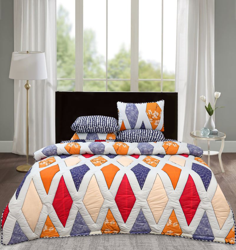 Quilted Reversible Bed Spread Set - 3D Pattern