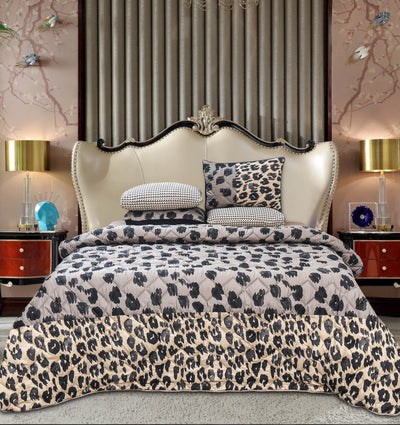 Quilted Reversible Satin Bed Spread Set -Prewitt Black