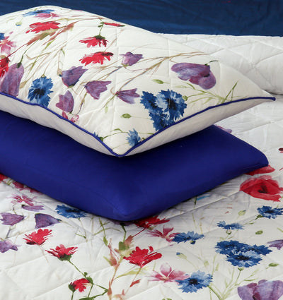Quilted Reversible Satin Winter Bed Spread Set - White Lake