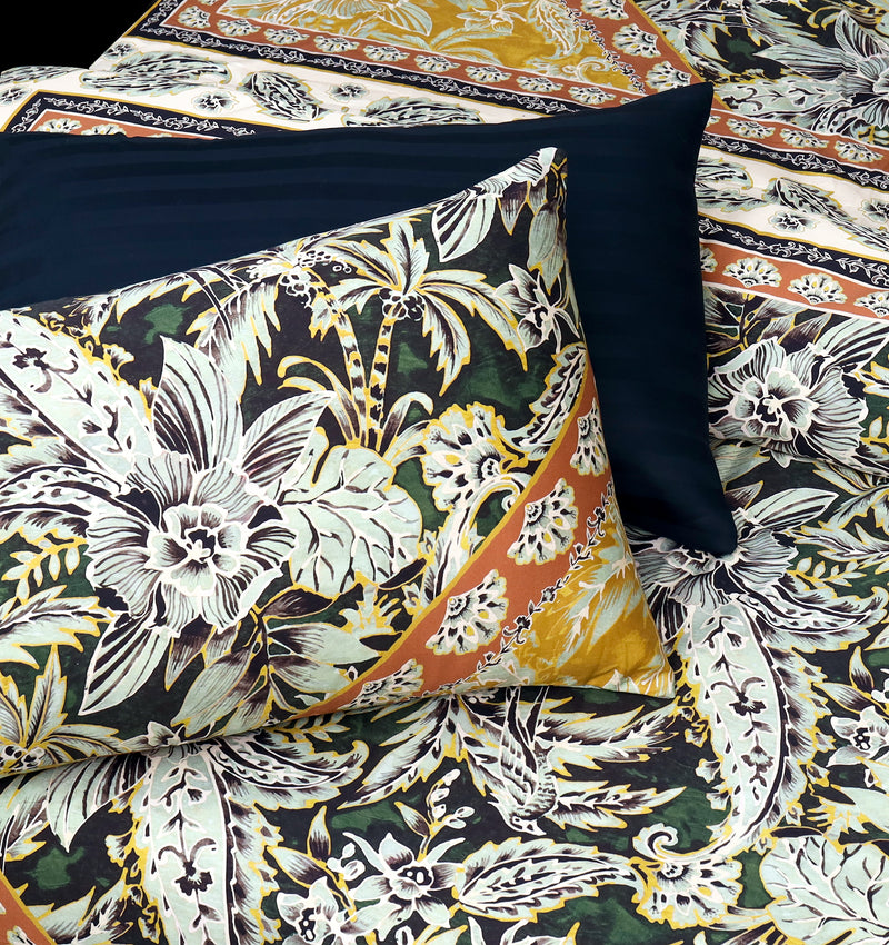 4 Pillow Digital Cotton Satin Bed Sheet - Turkish scenery