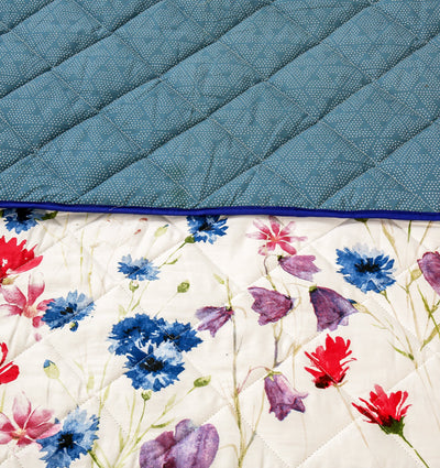 Quilted Reversible Satin Winter Bed Spread Set - White Lake