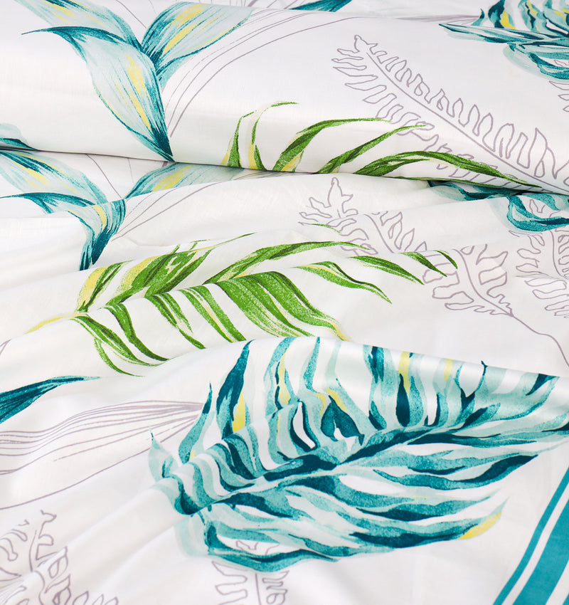 Clearance 4 Pillow Cotton Satin Bed Sheet- Levish Leaf