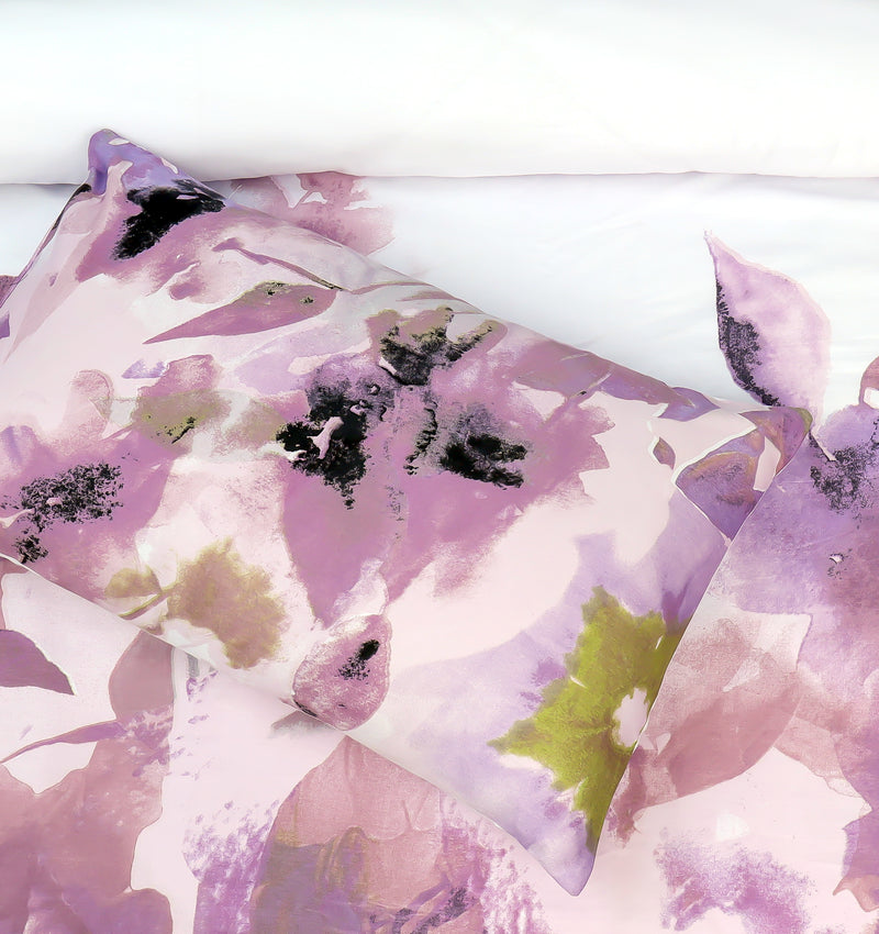 4 Pillow Digital Cotton Satin Bed Sheet - Purple calm
