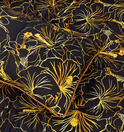 Quilted Reversible Bed Spread Set - Stencil Gold