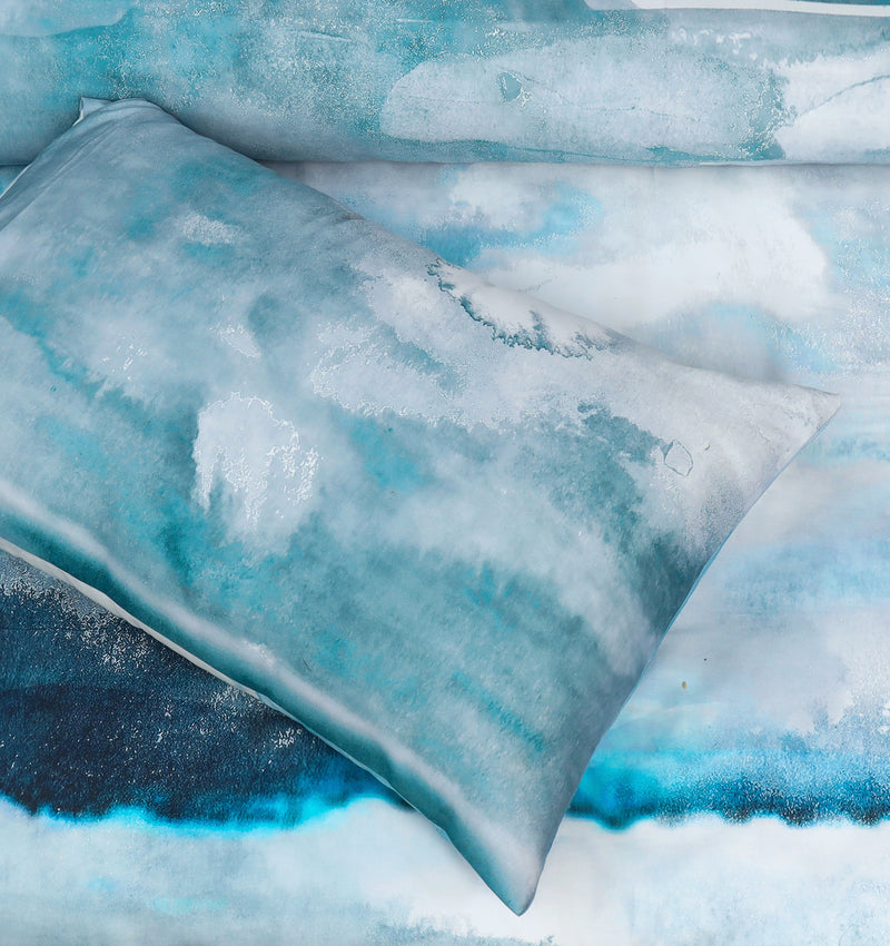 4 Pillow Digital Cotton Satin Bed Sheet - Awesome clouds