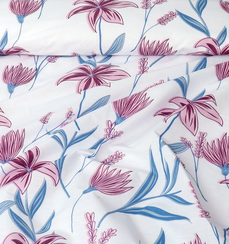 4 Pillow Digital Cotton Bed Sheet - Peach Striking
