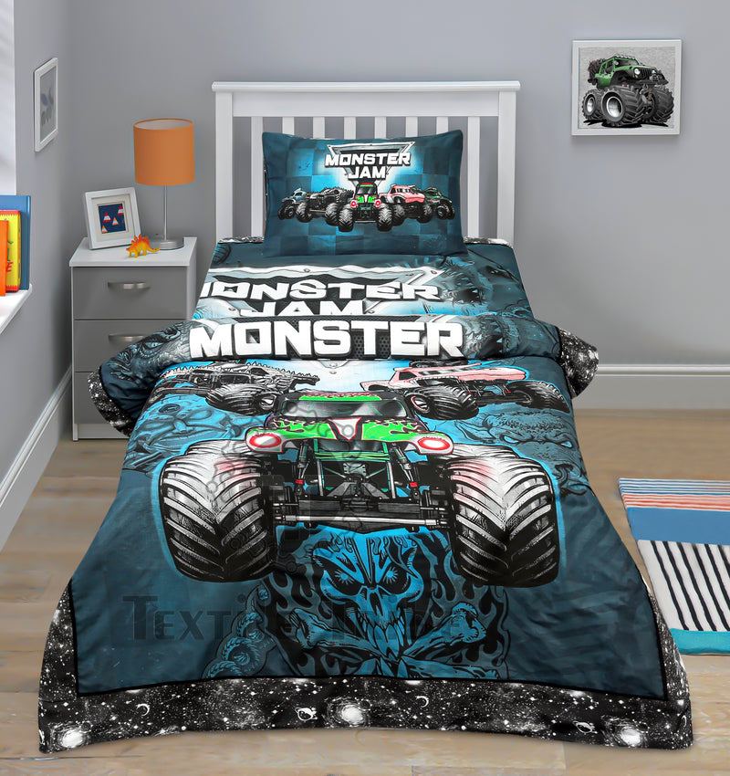 Cartoon Character Bed Sheet - Monster jam