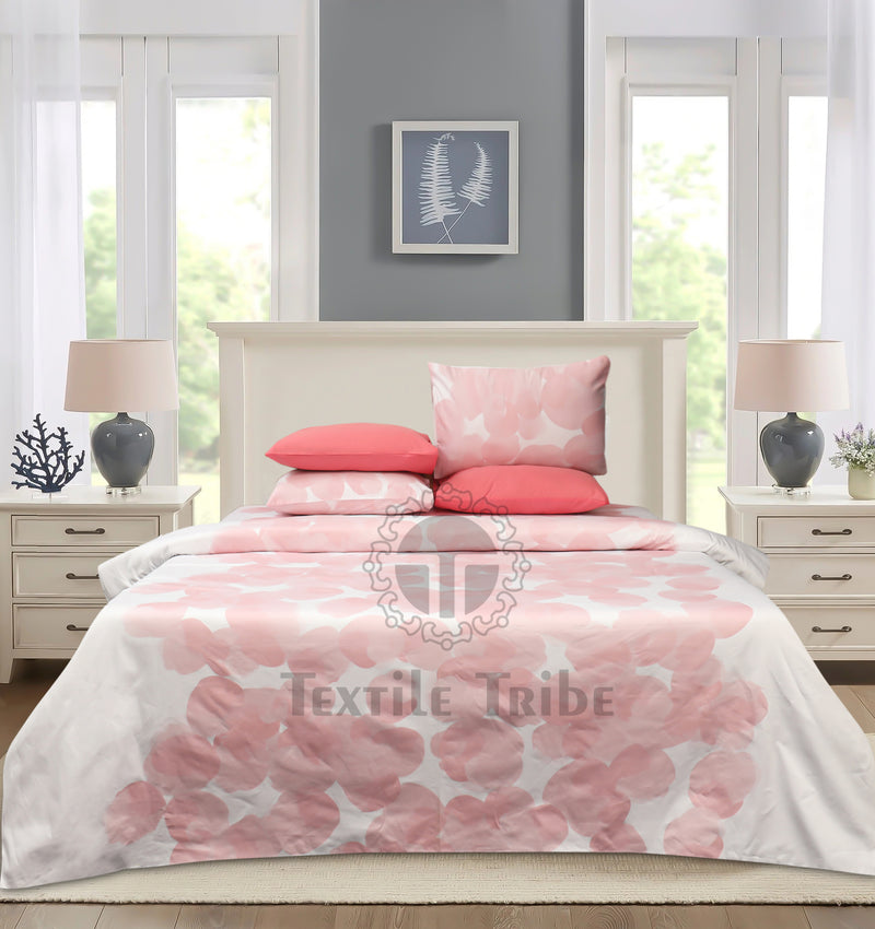 4 Pillow Cotton Satin Bed Sheet - Pinkoorni Delly