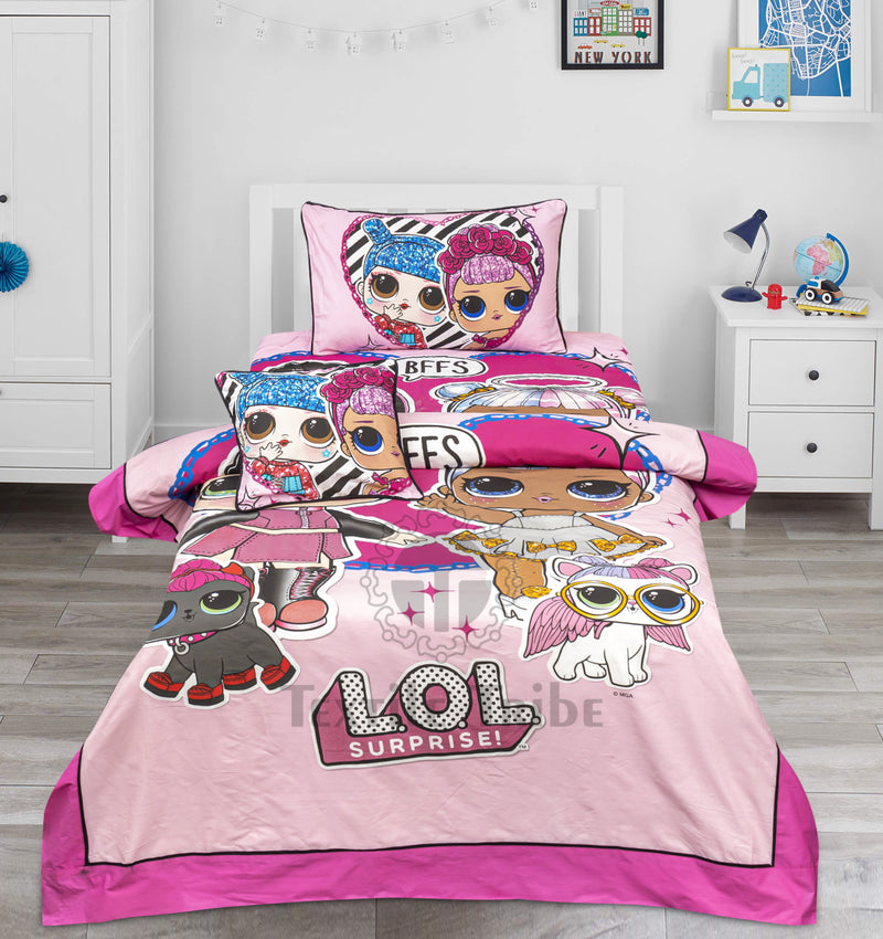 3 Pcs Cartoon Character Bed Sheet - Lol Surprise!