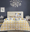 4 Pillow Digital Cotton Bed Sheet - Mustard poppy