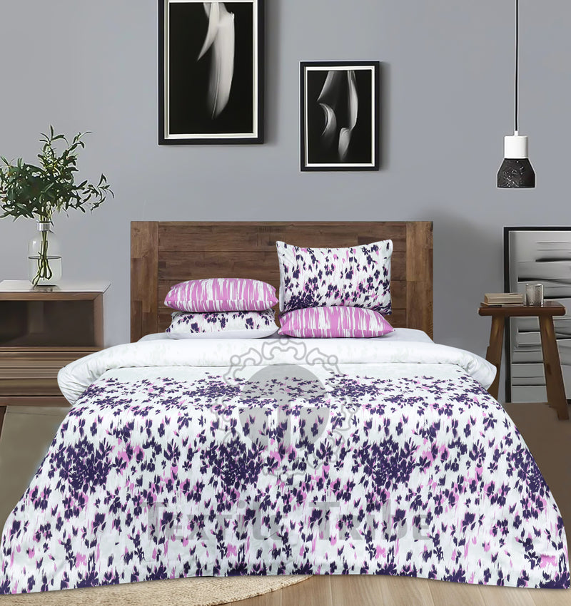 4 Pillow Digital Cotton Bed Sheet - Purple Queen