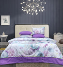 4 Pillow Digital Cotton Satin Bed Sheet - Purple queen