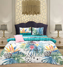 4 Pcs Quilted Reversible Bed Spread Set - Coloured Leaves